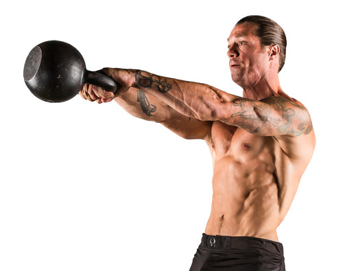 Dragon Door Kettlebell in action - RKC Instructor Robert Miller performs Kettlebell Swings