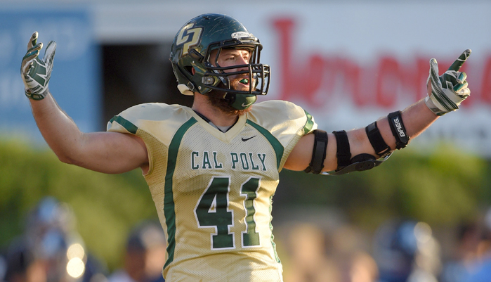 Cal Poly Dzubnar #41 On  the football field