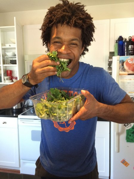 Errick McAdams Eating Greens as part of a healthy lifestyle