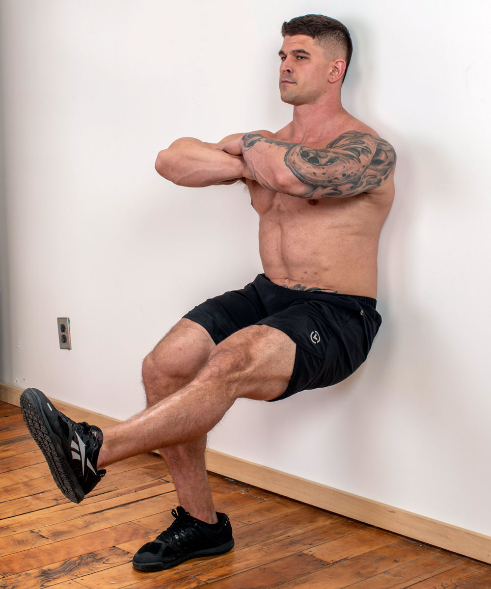 Infinite Isometrics: Athlete performing a One Leg Wall Sit