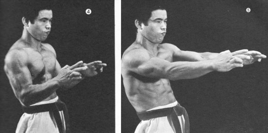 Karate Tension: images from Oyama's Mastering Karate, 1966 - martial artist demonstrating tension