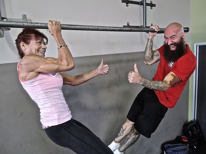 Katherine Marini and Al Kavadlo One-Arm Negative Pull Up