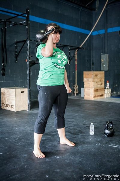 Maggie Fazei Fard Kettlebell Press at RKC Workshop