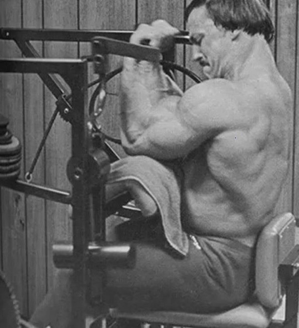 Old School Isometric Curl On Weight Machine