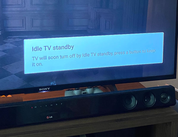 TV standby warning
