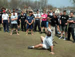 Strength and Conditioning Coach Ethan Reeve practicing Russian kettlebell strength training workout